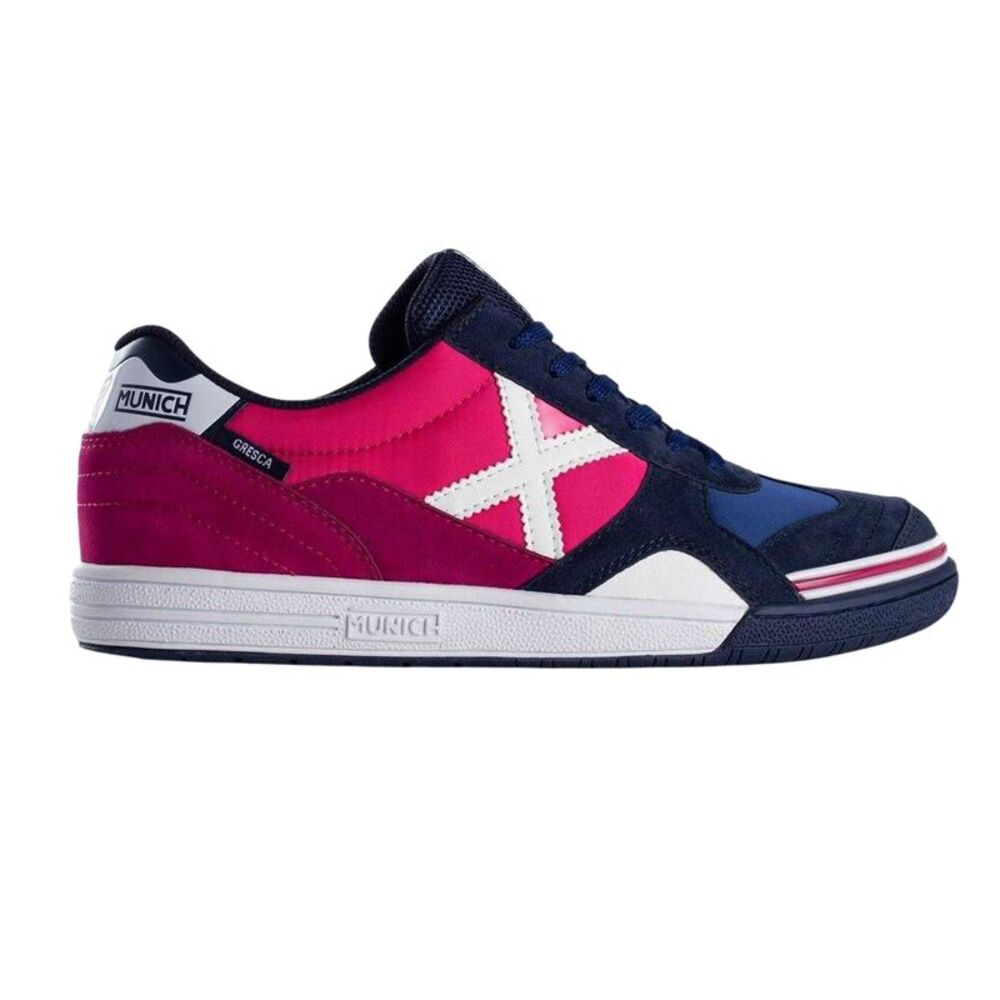 Munich Mens Gresca Signature Reinforced Toe Indoor Football Shoes / Navy/Fuchsia